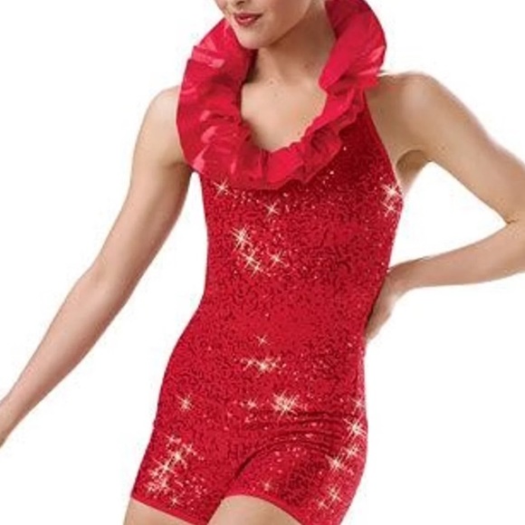 red sequin dance costume